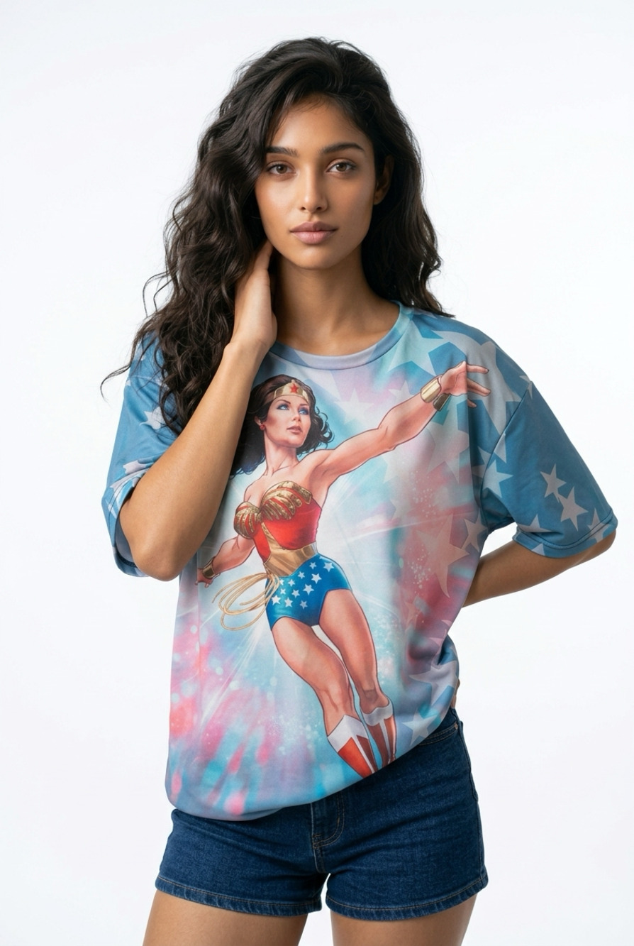DC Comics Wonder Woman Linda Carter All Over Print Sublimated T-Shirt XL